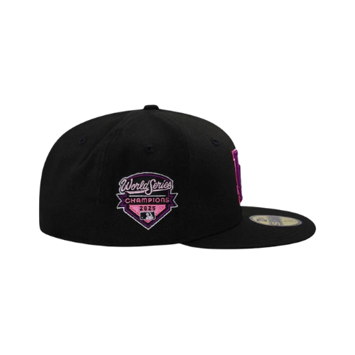 NEW ERA LA DODGERS BLACK PRIME PINK WORLD SERIES 2025 CHAMPS 59FIFTY