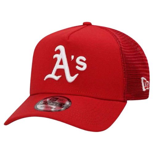 NEW ERA OAKLAND ATHLETICS SCARLET RED TRUCKER 9FORTY AFRAME